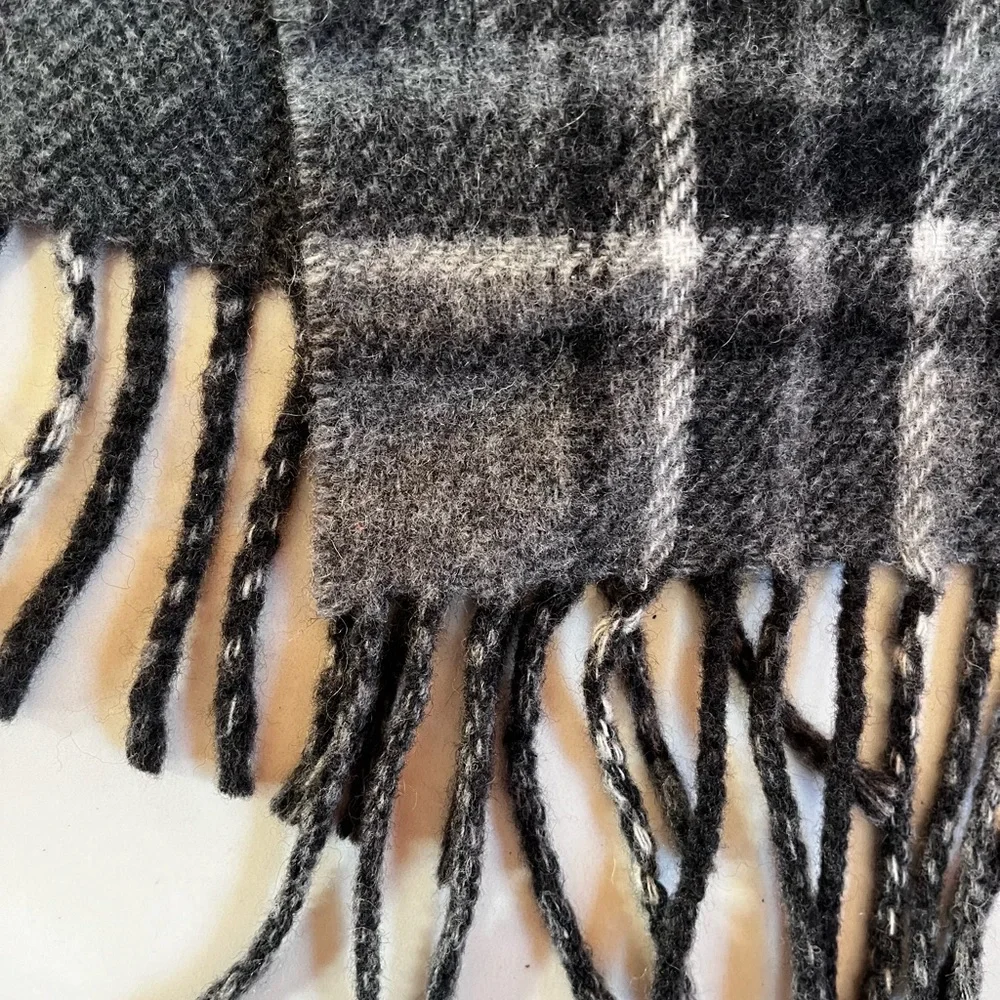 Vintage Polo by Ralph Lauren Gray Plaid Wool Blend Men's Scarf